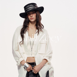 CHILL ZOEY 杨柏白衬衫2026春新款慵懒风宽松廓形高级感百搭衬衣