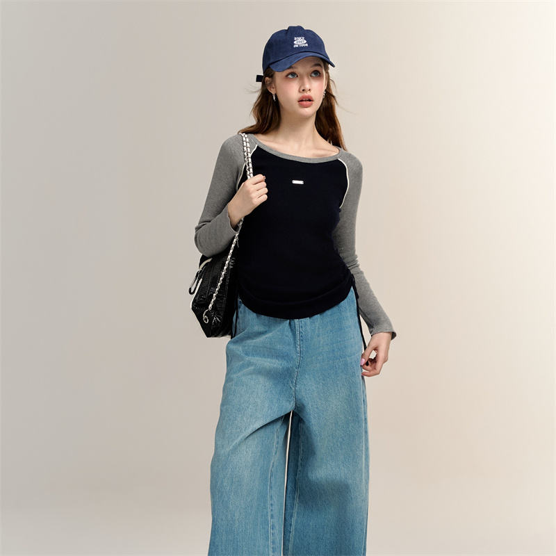 CHILL ZOEY 美式撞色针织杉 2025春季针织衫女设计感小众高级感