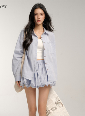 CHILL ZOEY影像诗衬衫裙裤套装女初秋套装女蓬蓬裙甜美减龄两件套