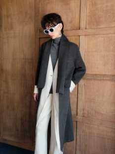 拼接设计感大衣 外套通勤风衣女春冬新款 CHILL ZOEY撞色假两件长款