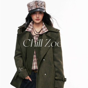 女翻领小众高级感气质双排扣外套 新款 CHILL ZOEY勃肯贝斯外套冬季