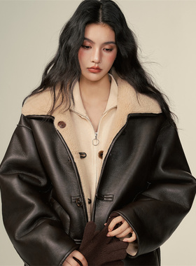 董璇同款明星同款CHILL ZOEY  两穿外套女2025新款秋冬季皮衣