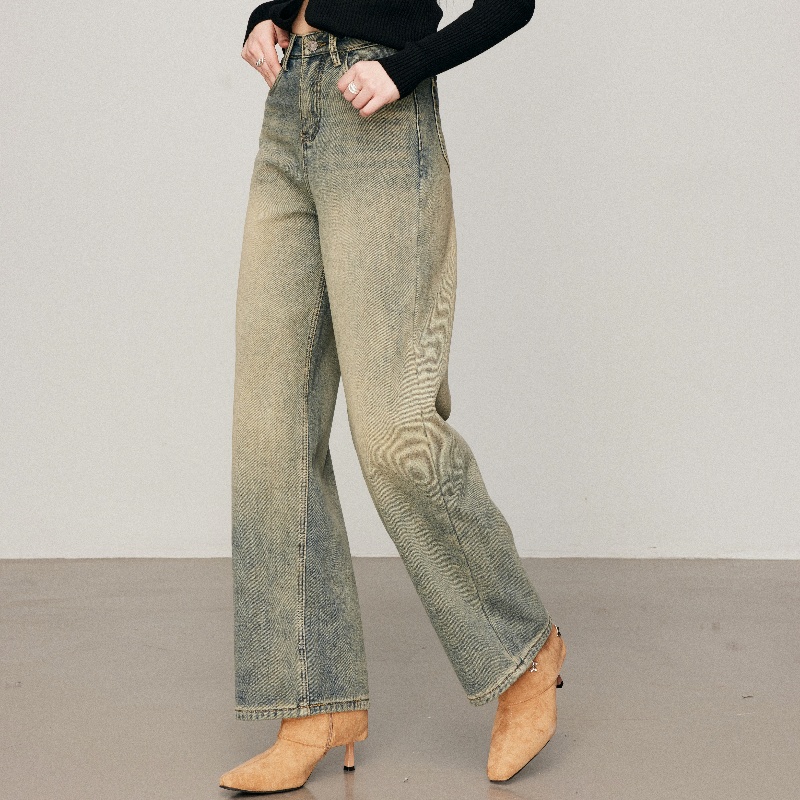 CHILLZOE复古蓝加绒牛仔裤