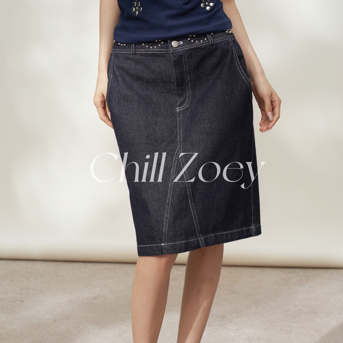 CHILL ZOEY 橡木榛果半裙女新款高腰A字牛仔半身裙显瘦百搭中长裙