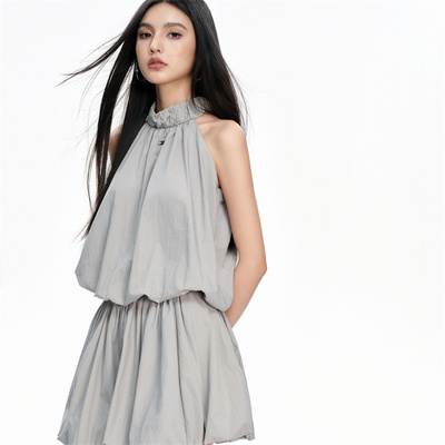 CHILL ZOEY 挂脖花苞两件套 套装时尚洋气减龄显瘦遮肉两件套裙装