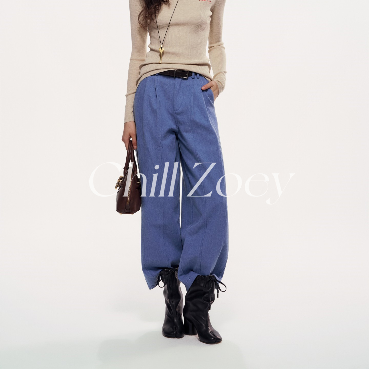 CHILL ZOEY 朝露兰阔腿裤女2026新款宽松直筒裤慵懒风休闲九分裤