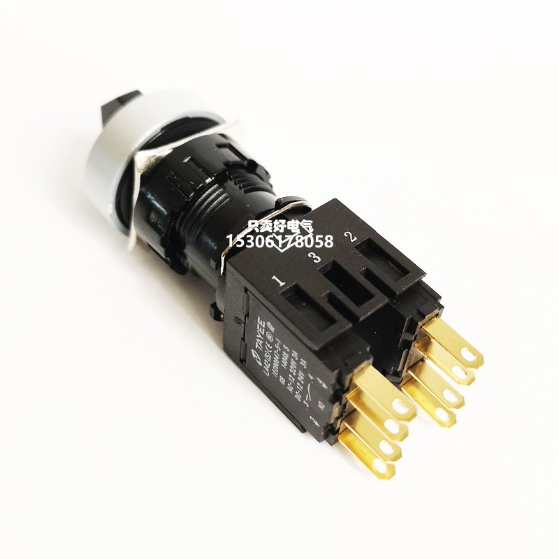 上海天逸三位置旋钮16开孔LA42(S)X3三档选择按钮开关.自锁两常开