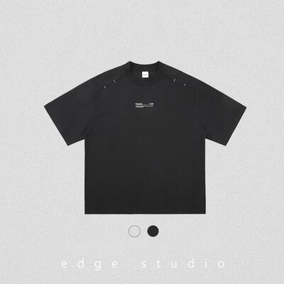edge studio 边缘工作室 美式休闲小众设计宽松字母短袖T恤男装潮