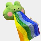 极速溪山别创意馆 n网红法兰绒彩虹蛙午睡枕毯子空调毛毯靠垫呕吐