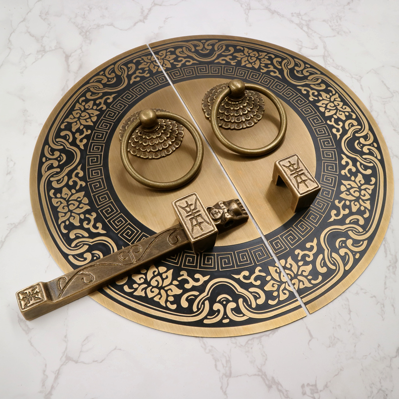 极速纯铜b仿古大门把手门栓圆形门锁门扣实木中式老式栓门环木门