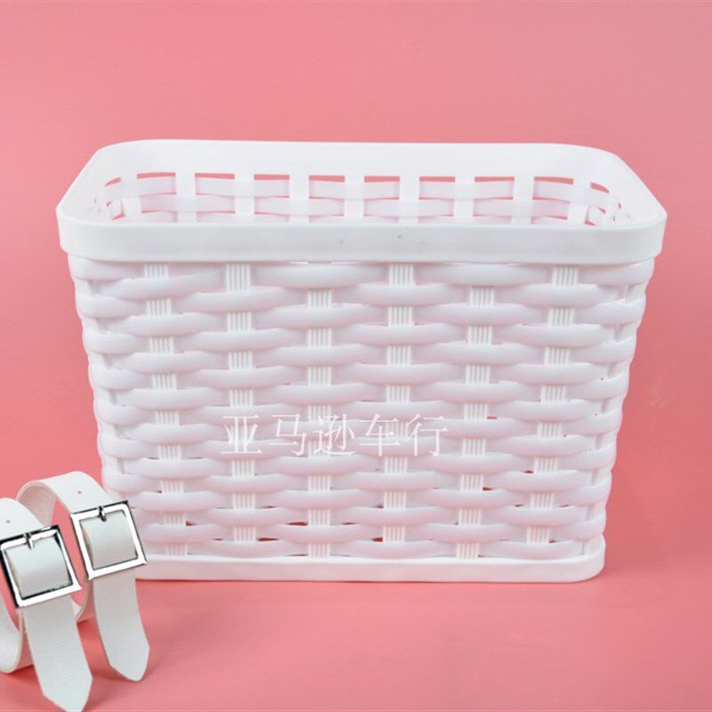 新品包邮新品 20l寸22寸自行车折叠车车篮 塑料编织篮皮带绑车筐