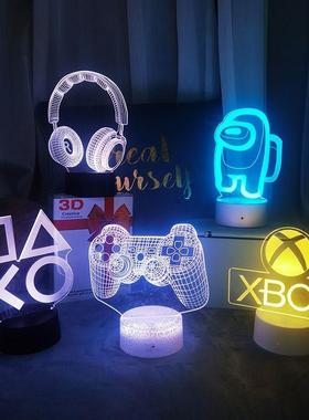 极速电竞房间装饰摆n件电脑桌面布置房间装饰摆件拟辉光管时钟3D