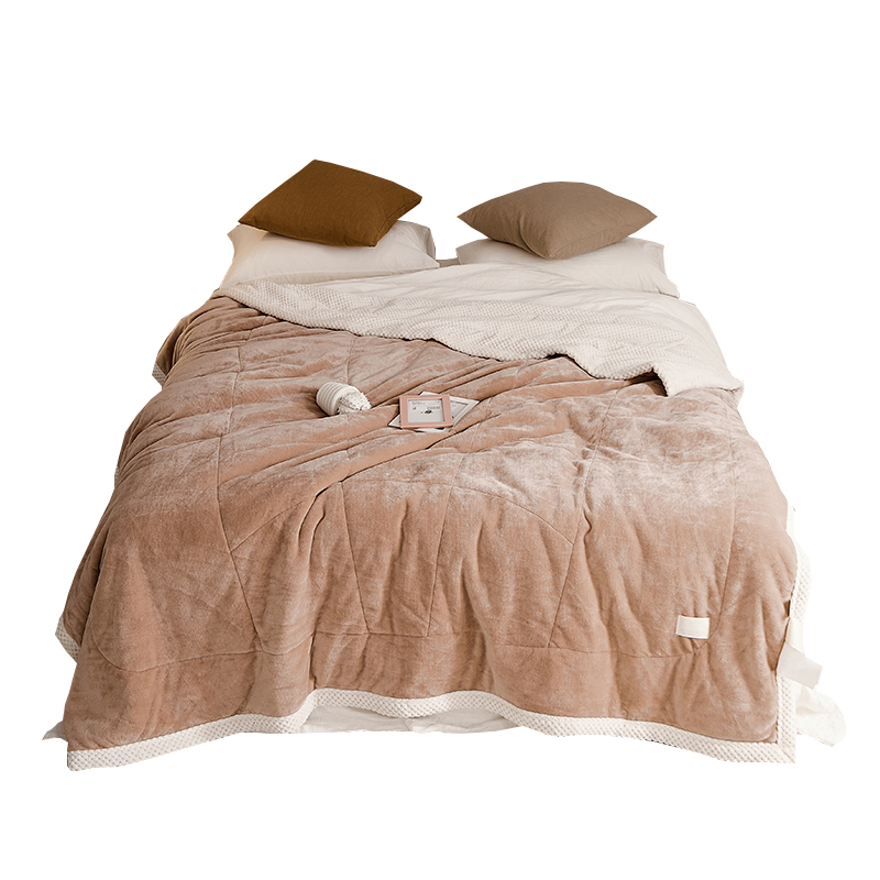 极速三层加厚夹棉盖毯大r豆纤维毯牛奶绒珊瑚绒毯子办公室午睡保