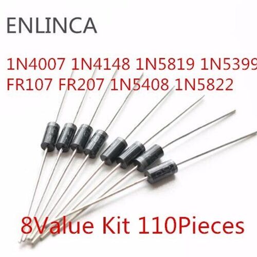 新品8 Value Diodem Kit 1N4007 DIODE 1N4148 1N5817 1N5819 1N5