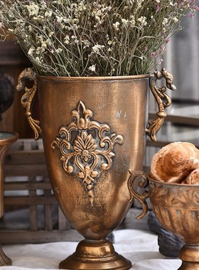 极速Vintage hOld Iron Vases Flower Room Home Nordic Decor Go