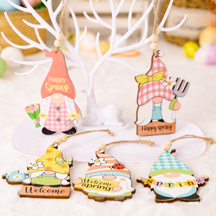 新品Colorful Wooden Easter Faceless DoIll Hanging Pendants W