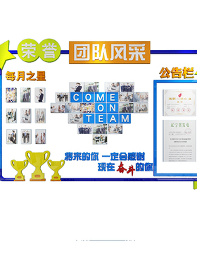 新品企业文化墙销售荣誉r榜展示优秀员工照片团队风采办公司室面