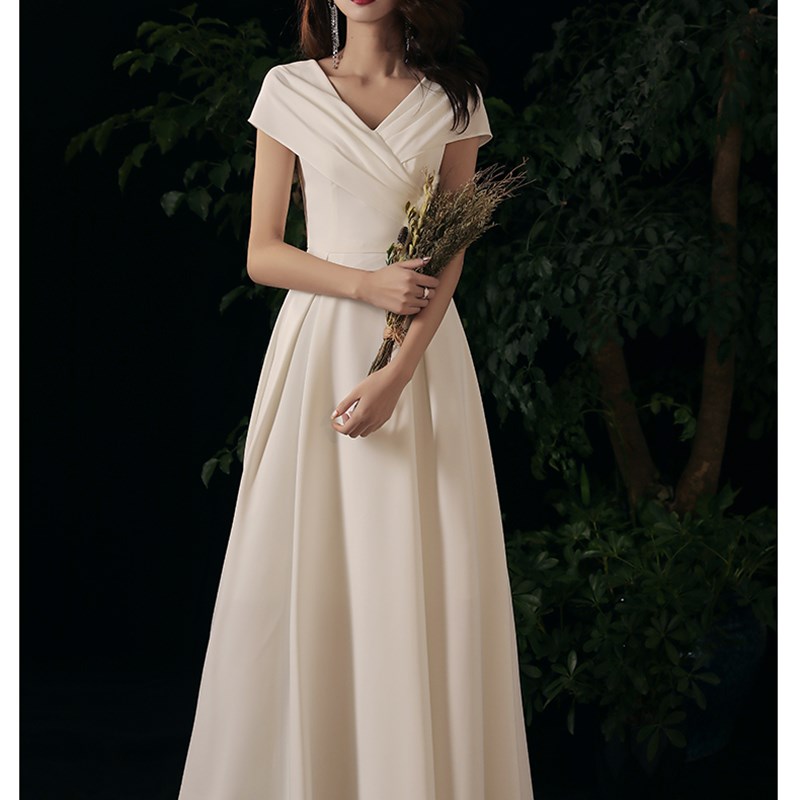 极速合唱服轻g大码婚纱小礼服法式缎面出门纱日系韩式领证登记晚