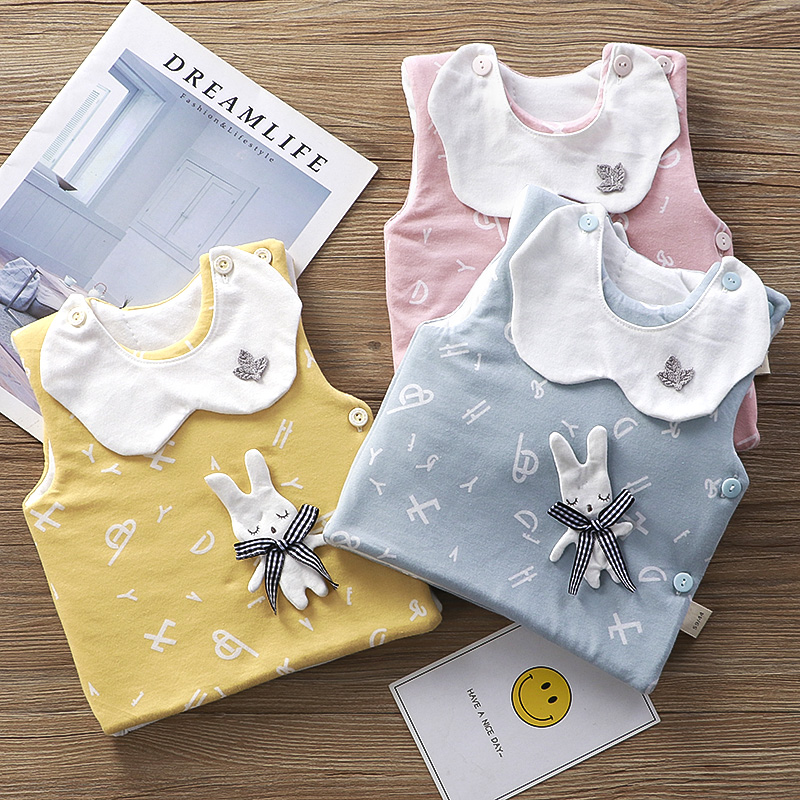 极速新生的婴儿小马甲秋冬款0一6月一12J男女宝宝幼儿夹棉背心保