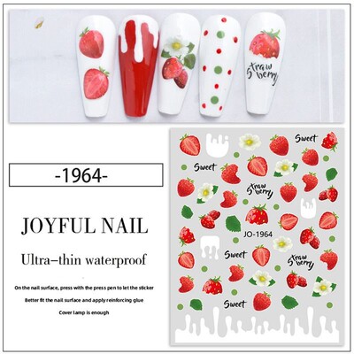 极速Nail Stickers 3D Adhesive Sliders Lemony UGrapefruit