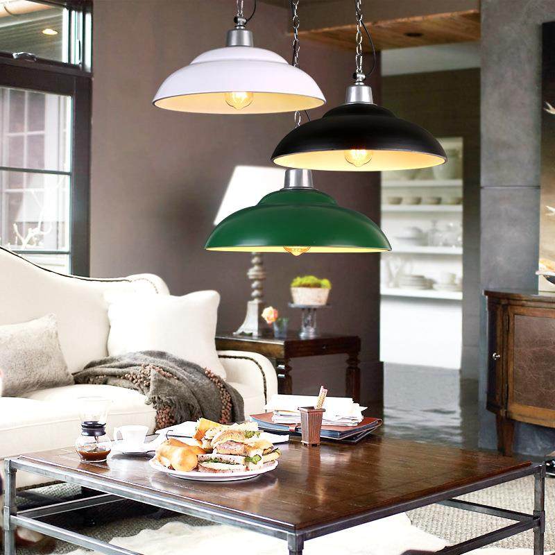 工业吊灯北欧锅盖吊灯 吧台铁艺单头灯具 loft吊灯 彩色,家装灯饰光源,智能吊灯,淘宝优惠券,粉丝福利购,淘宝优惠卷