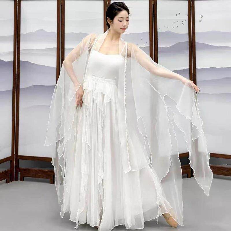 古典舞蹈服女飘逸花瓣袖开衫身韵披肩长款舞蹈练功服艺考演出服