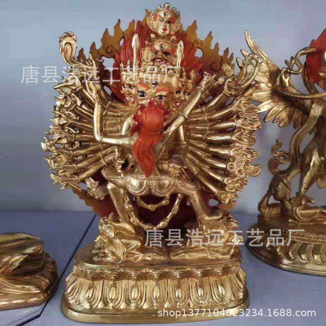 铜彩绘密宗强巴佛 铸铜藏佛莲花生大士 全铜白度母浩远雕塑
