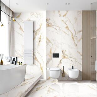 卡拉金法式卫生间瓷砖鱼肚金大理石地砖750x1500大花白大板轻奢白