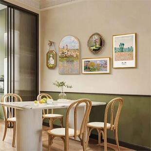 法式莫奈客厅沙发装饰画现代轻奢餐厅背景组合挂画北欧奶油风壁画