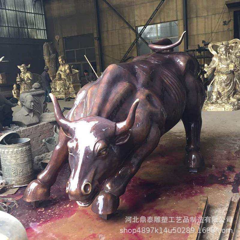 铜牛雕塑铸造华尔街牛动物拓荒牛牛黄牛铜雕犀牛耕牛开拓水牛