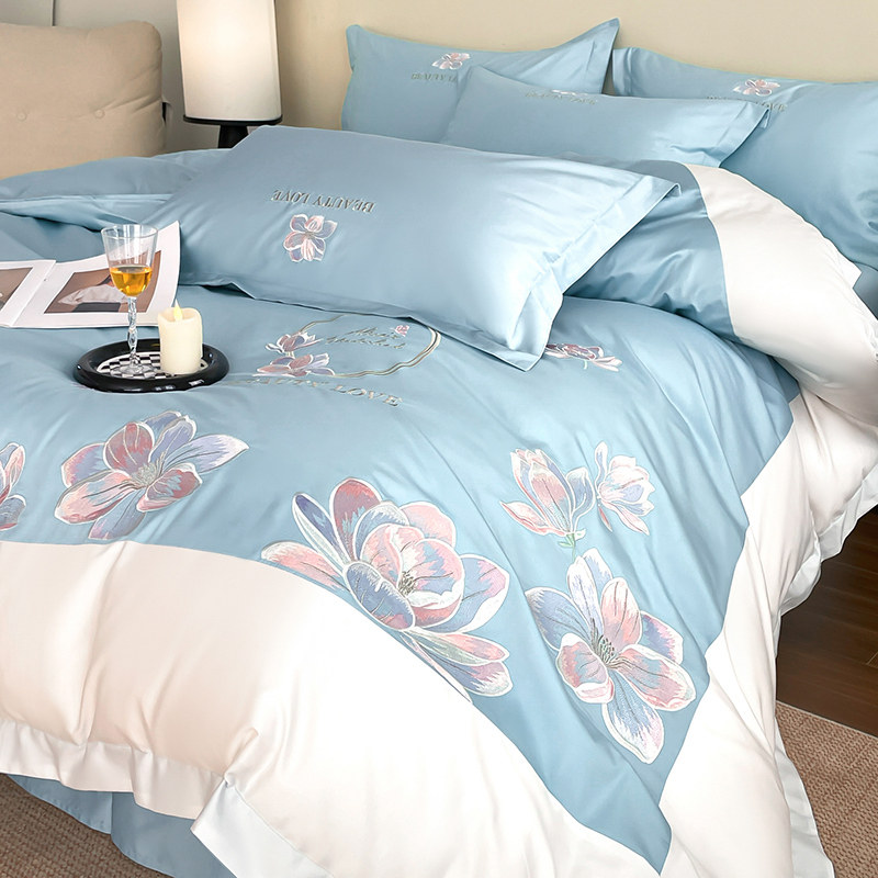 新款高档轻奢A类100支纯棉四件套全棉被套精美被罩四季通用床品4,床上用品,床品套件/四件套/多件套,淘宝优惠券,粉丝福利购,淘宝优惠卷