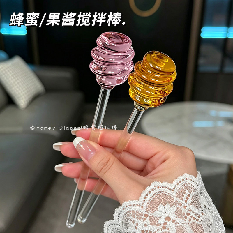 可爱实心玻璃蜂蜜棒舀蜂蜜专用图片