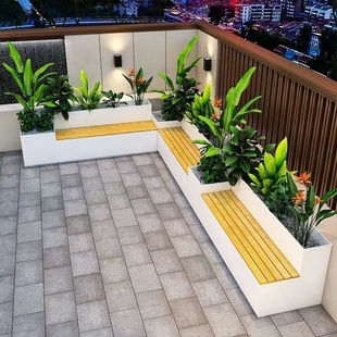 厂家直销花箱架子户外定制广场现代外摆花槽简约商业街铁艺花箱