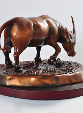 铜牛摆件孺e子牛办公桌面摆件家居长辈领导教师礼物工艺品摆设