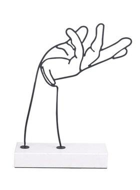 简约现代极简风格黑色金属线条摆件客厅样板间T书房桌面装饰品