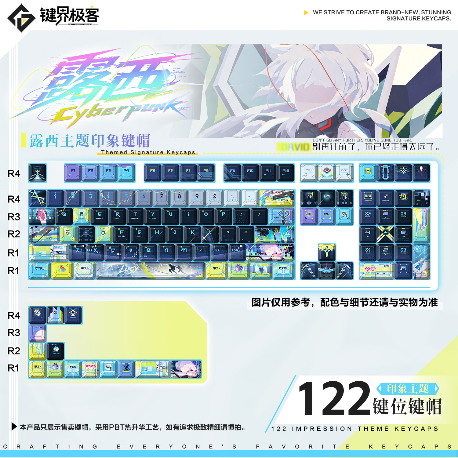 键界极客原厂赛博朋克露西联动印象款PBT侧刻MOA二次元周边键帽