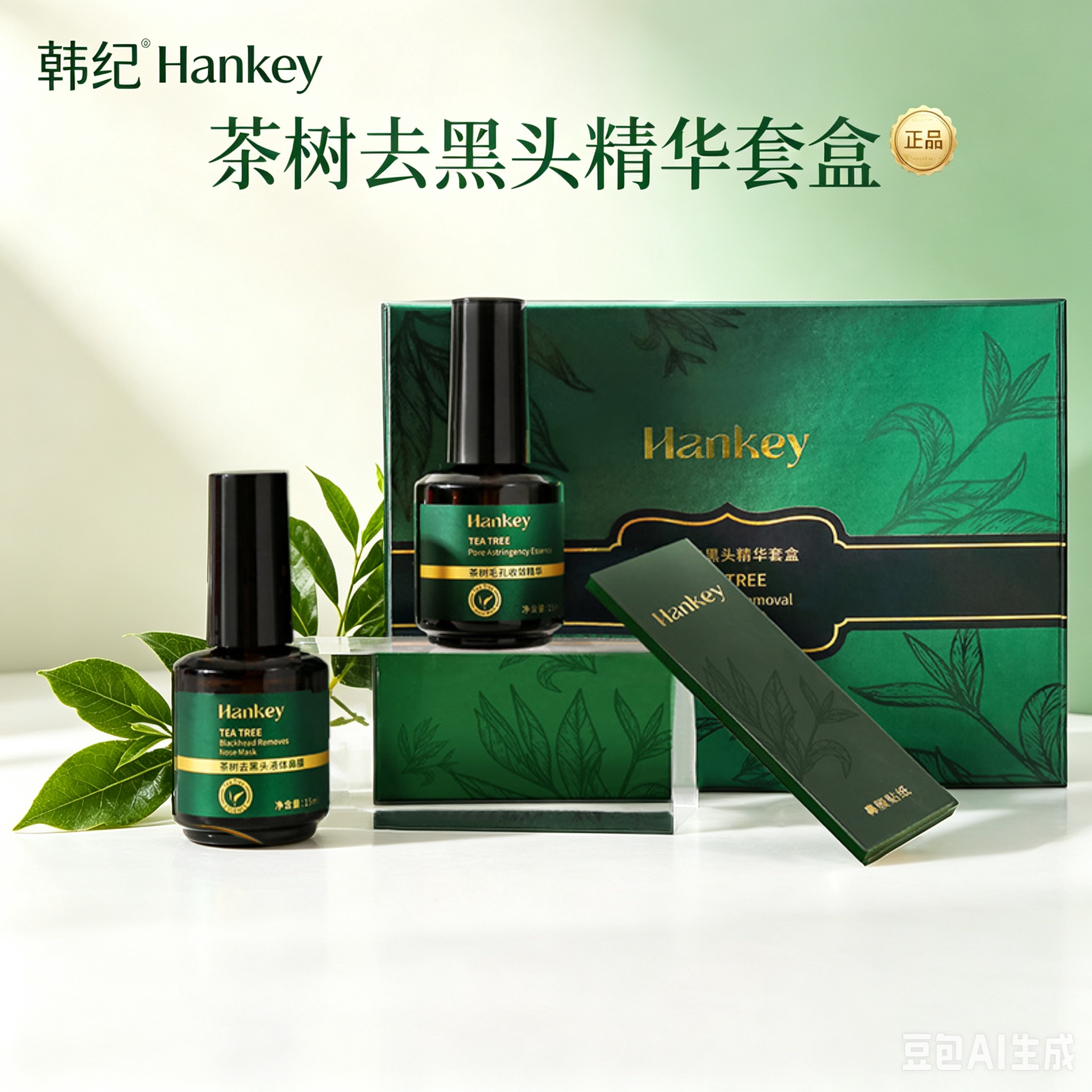 韩纪茶树去黑头精华套盒 清洁T区黑头导出液毛孔细致收缩保湿护肤