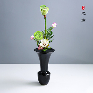 花瓶摆件简约 池坊花道生花花器华道插花器皿客厅茶室茶席桌面日式