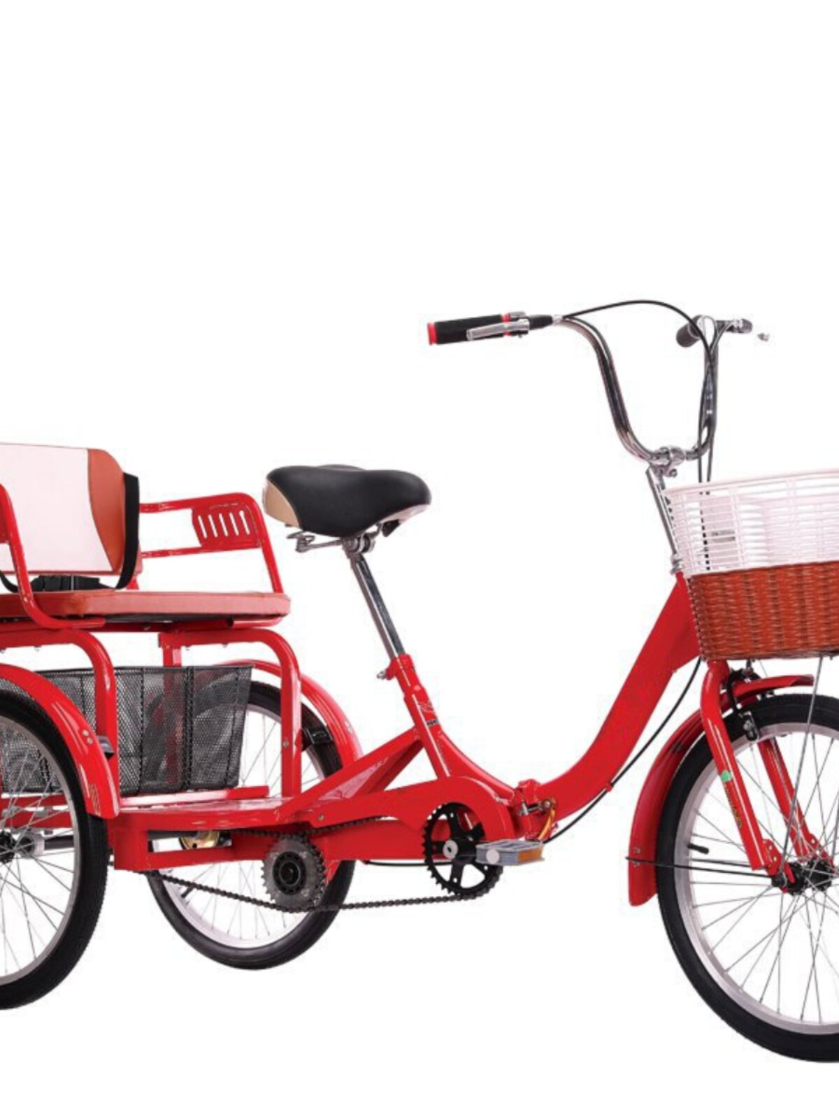 新品新款老年三轮车小型迷你人力轻便男女脚踏车双人带小孩买菜进