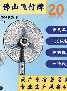 飞行牌20寸牛角叶落地扇大风力500mm坐地扇工业风扇【黑色】