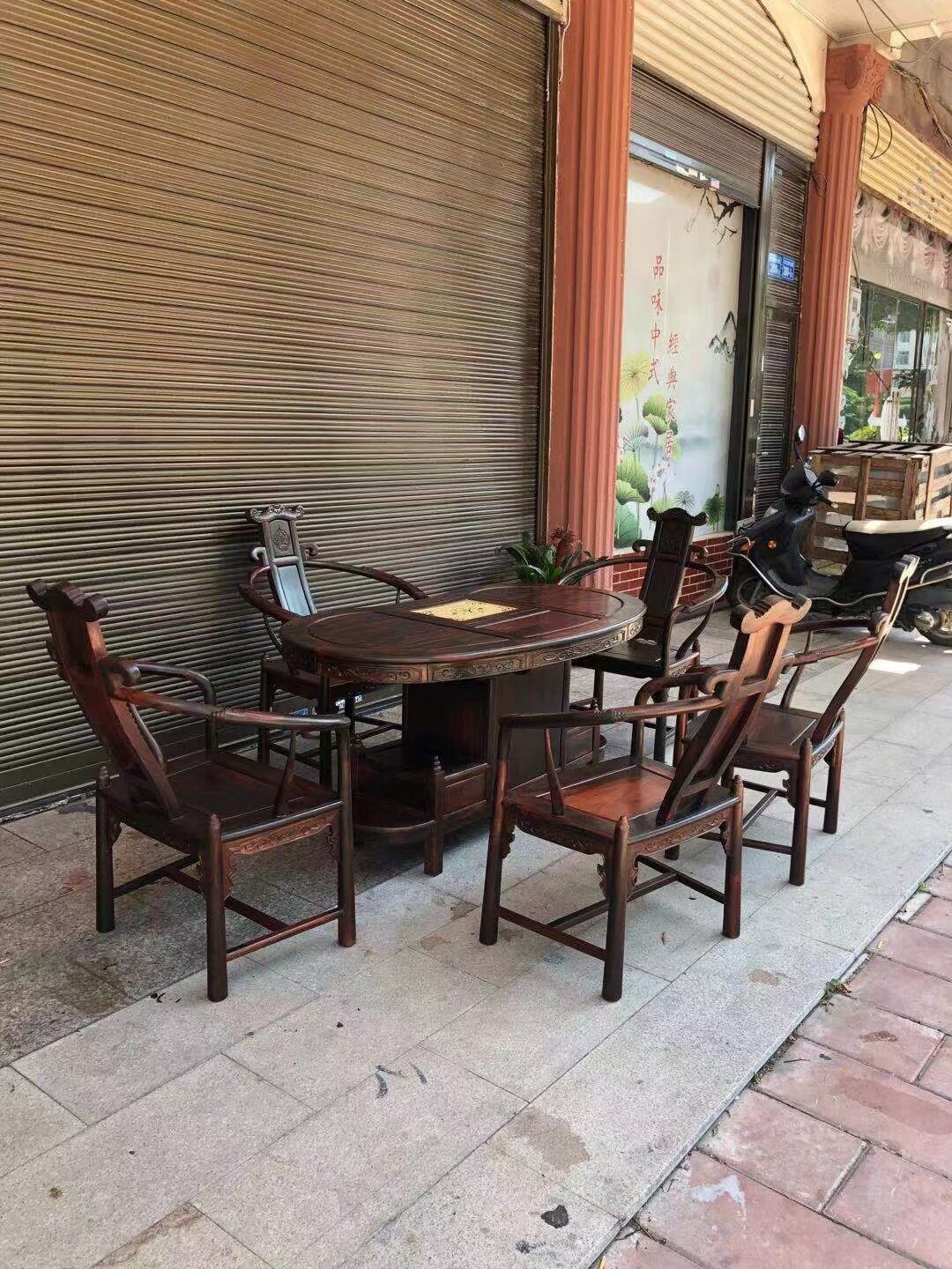 老挝红酸枝巴里黄檀雕花泡茶桌圈椅高背椅仿古典新中式红木家具