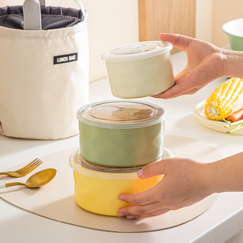 极速陶瓷碗密封带盖保鲜小碗圆形上班族专用带Q饭盒微波炉加热便