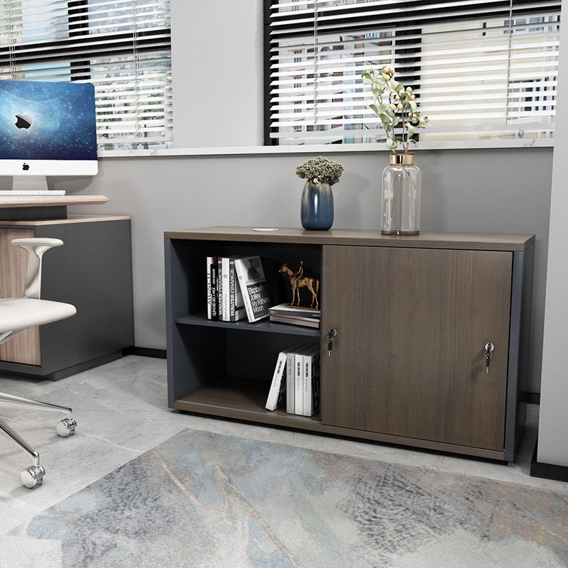 极速办公桌下文件柜木质桌v边柜三抽移动矮柜带锁收纳柜打印机储