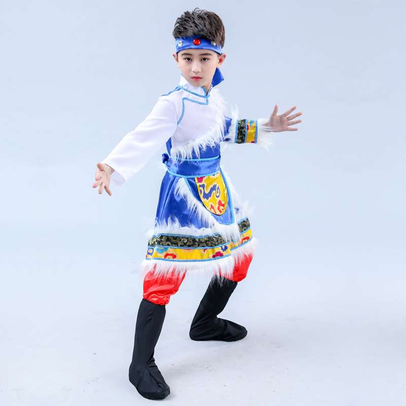 极速儿童藏族舞蹈民族风蒙古少数民族服装L男童西藏表演藏服内蒙