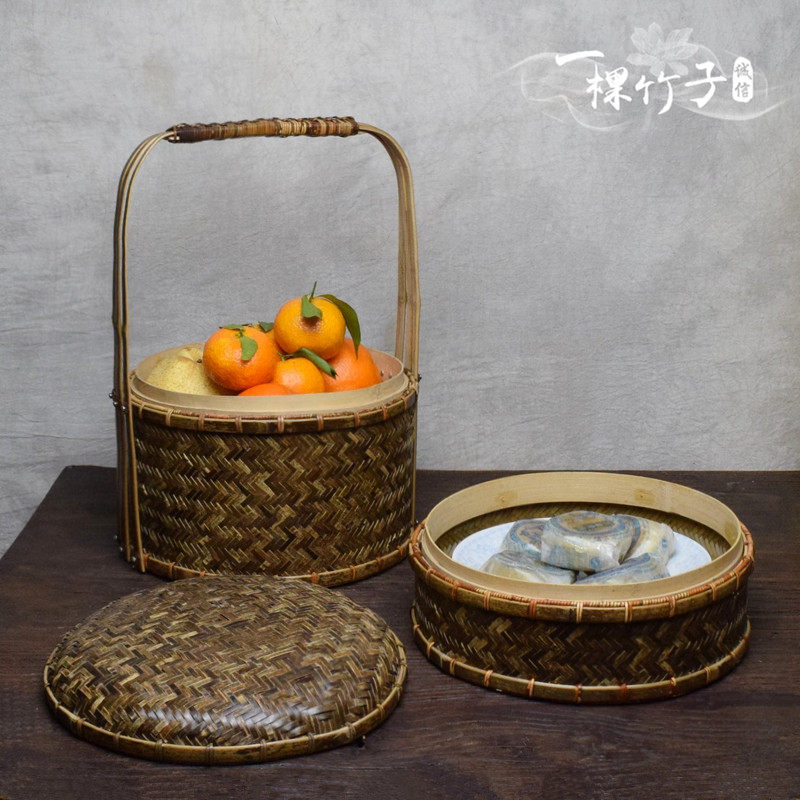 极速竹编普洱茶收纳盒茶饼礼盒包装盒茶具收M纳盒提篮多层食盒中