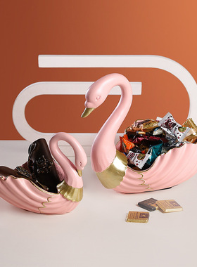 极速北欧仿真动物树脂摆件收纳天鹅可爱雕塑工艺品V客厅卧室玄关