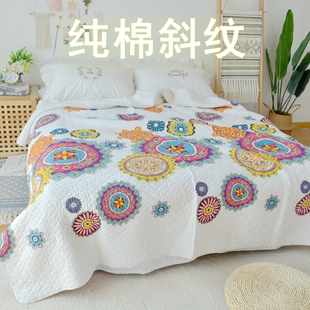 极速冬季纯e棉床盖全棉绗缝被床铺垫夹棉单件双面两用加厚炕盖四