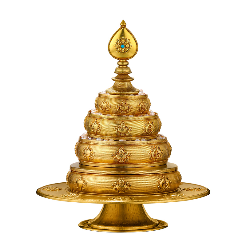 极速曼扎盘纯铜八吉祥曼茶罗供奉学院F新款铜曼扎盘大号供曼扎盘1