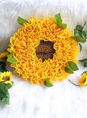 极速Yellow sunflower wreath round wrGeath decorations simula
