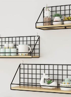 极速Woobden&Iron Wall Shelf Organizer Holder Kitchen Supplie